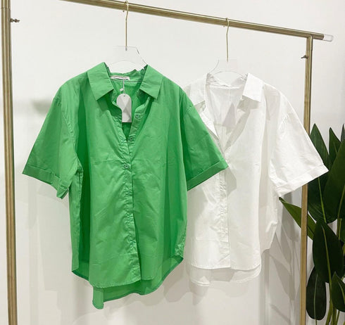 WANWAN Solid Color Collar Shirt